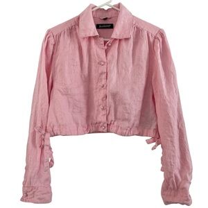 Blank NYC Flying Solo 100% Linen Button Down Shirt in Pink Size Small
